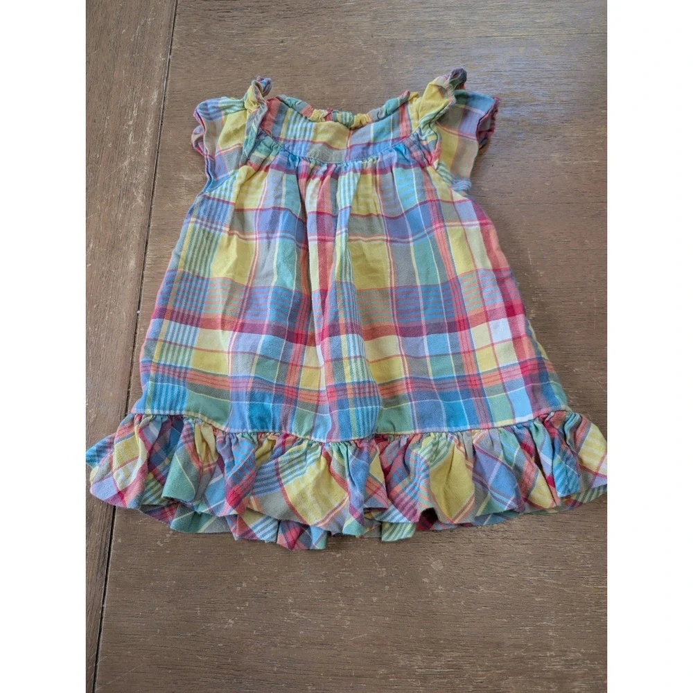 Ralph‎ Lauren Baby Girl 24M Plaid Madras Ruffle Top Multicolor Cotton preppy